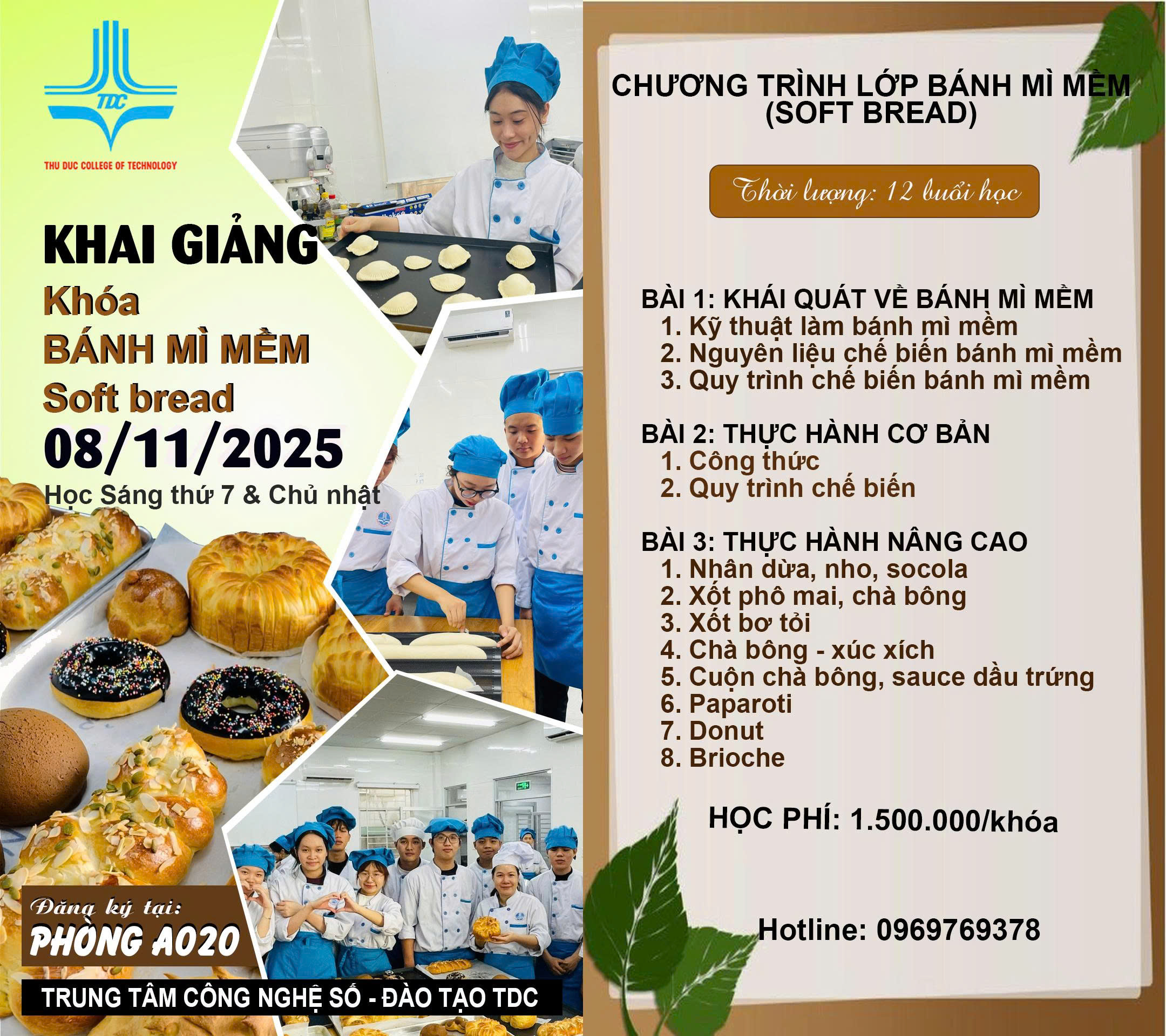 KHAI GIẢNG KHÓA BÁNH MÌ MỀM